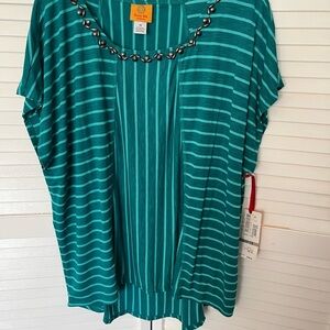 Teal turquoise multi stripped top​